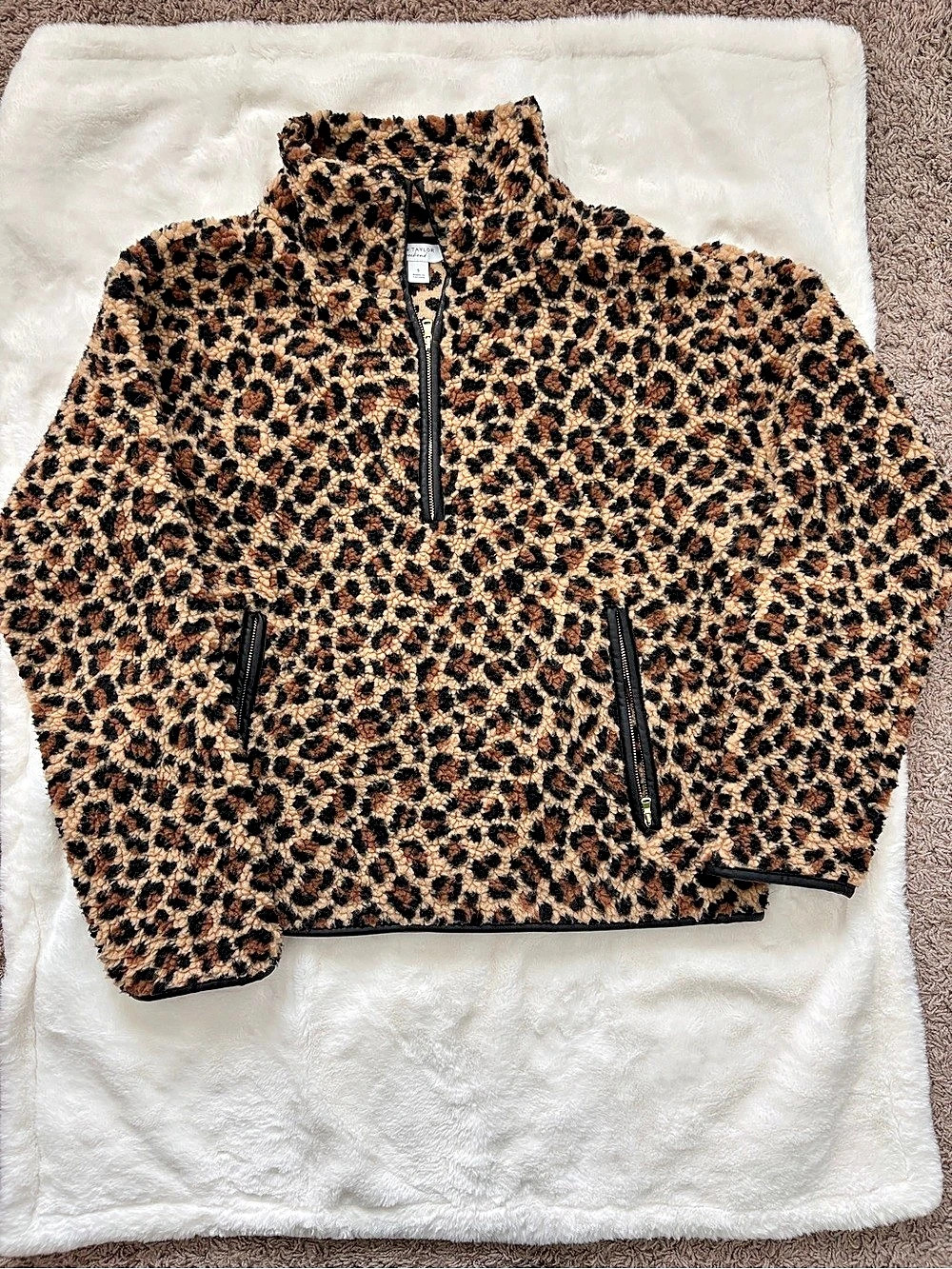 Ann Taylor Leopard Print Sherpa Jacket Size Small